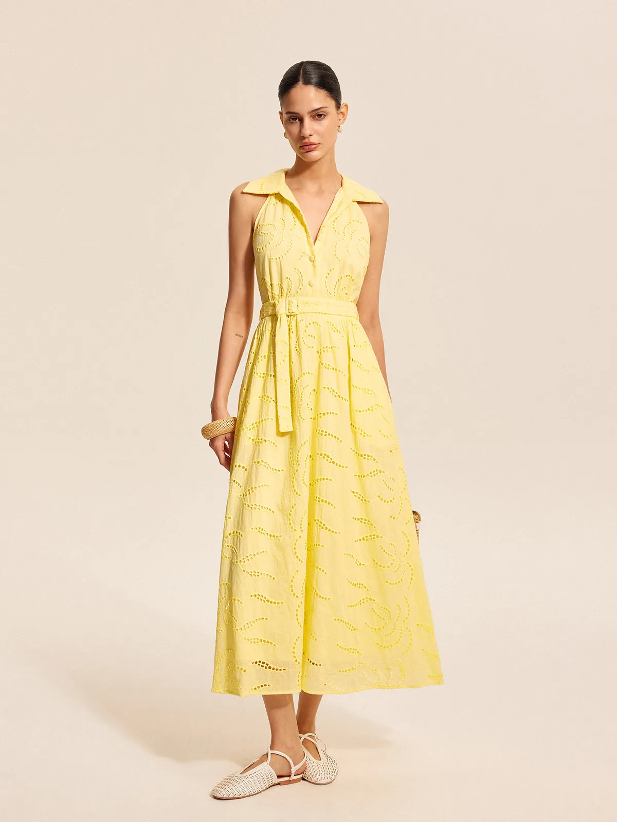 Cotton Belted Embroidered Dress sold by COMMENSE product image thumbnail 4