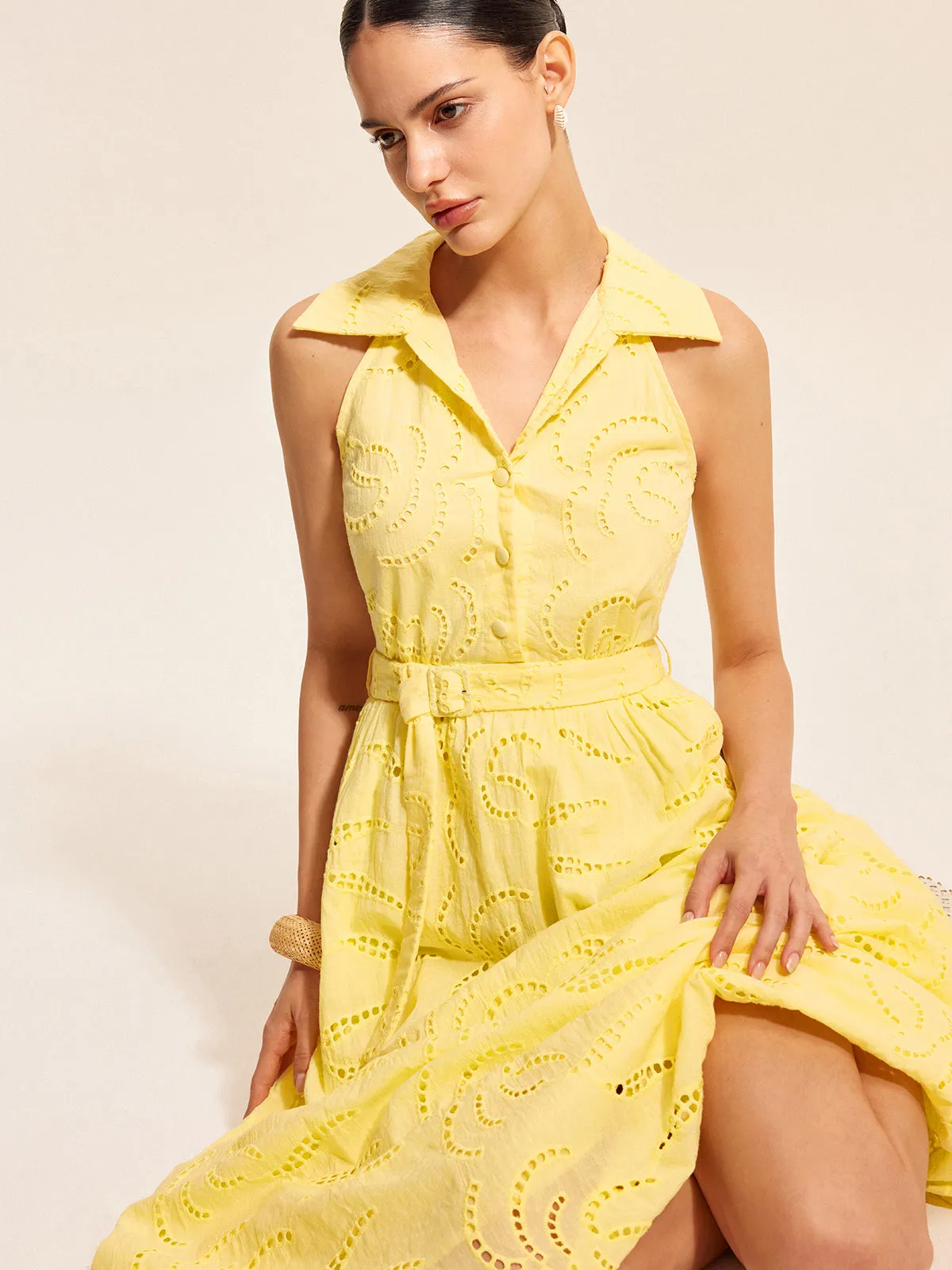 Cotton Belted Embroidered Dress sold by COMMENSE