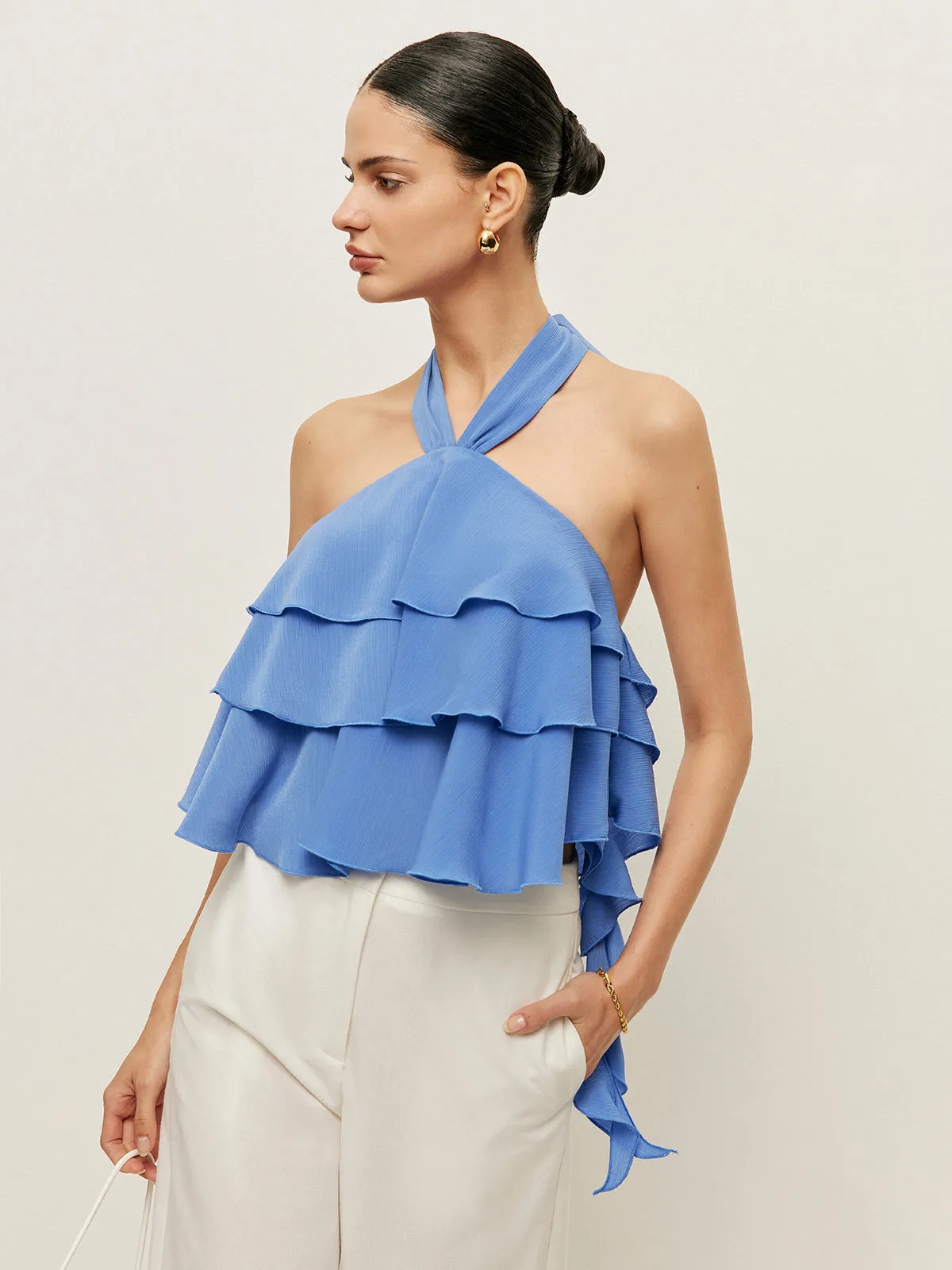 Halter Neck Ruffled Top sold by COMMENSE product image thumbnail 4