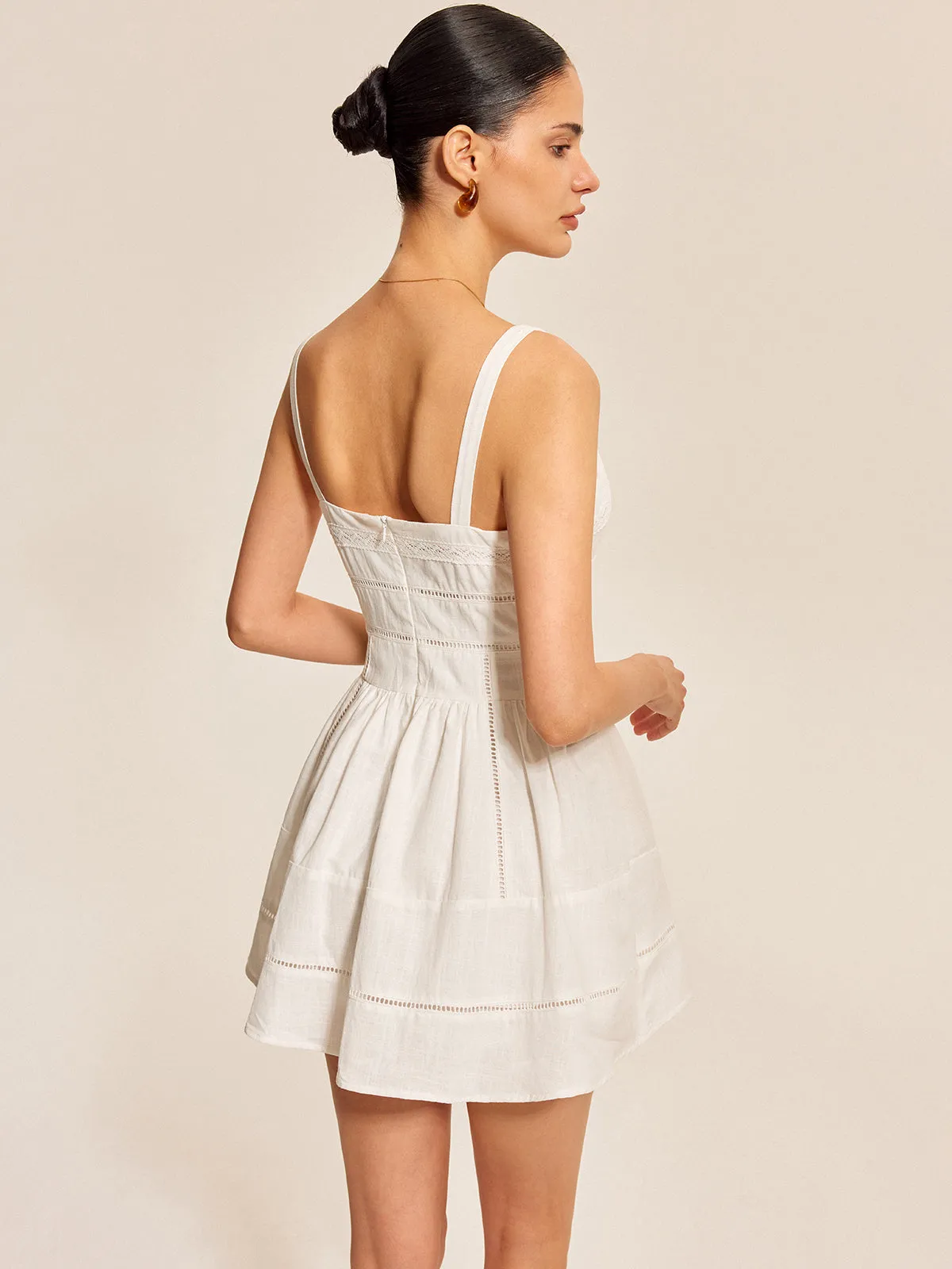 Cotton Lace Trim Square Neck Dress sold by COMMENSE product image thumbnail 3