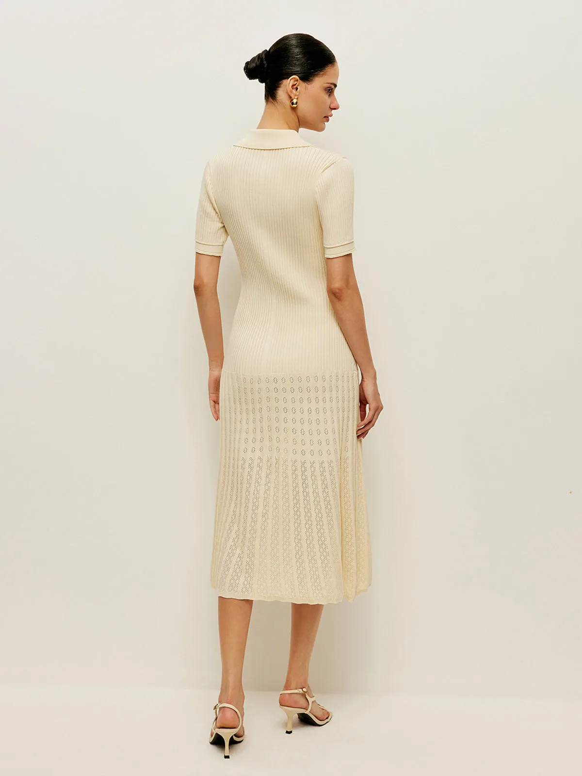 Knit Hollow Buttoned Polo Dress sold by COMMENSE product image thumbnail 4