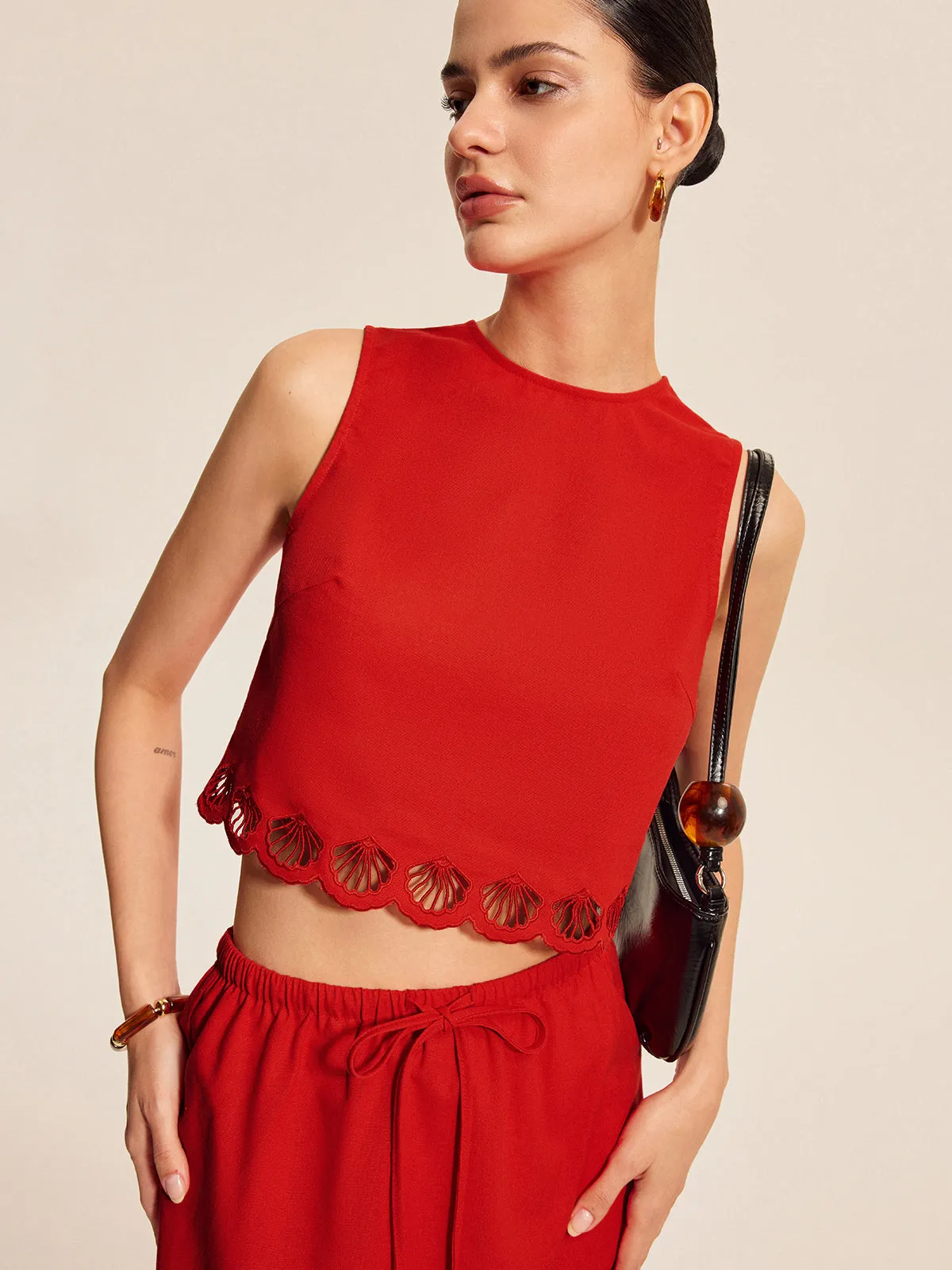 Cotton & Linen Scalloped Trim Skirt Set sold by COMMENSE product image thumbnail 2