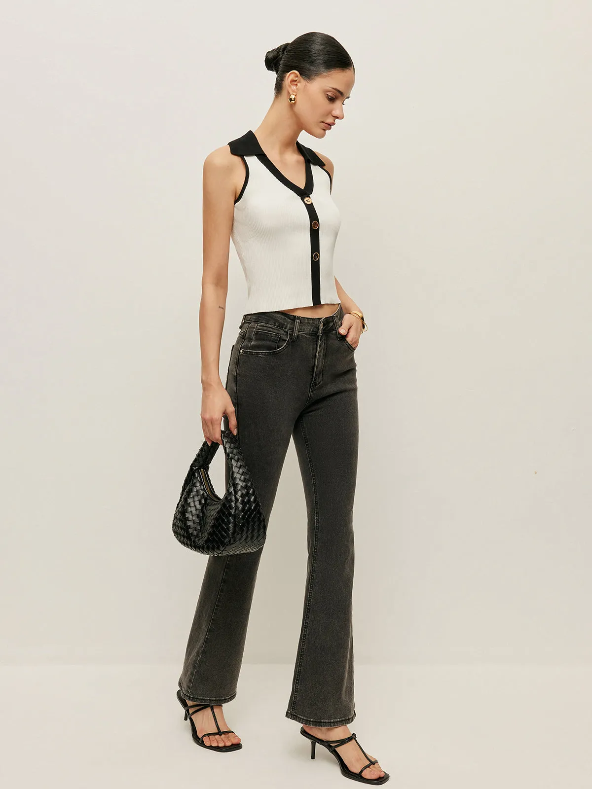 Contrast Trim Collared Buttoned Knit Vest sold by COMMENSE product image thumbnail 4