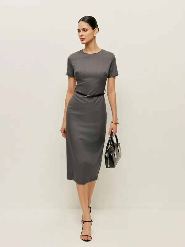 Belted Short Sleeve Pencil Dress sold by COMMENSE