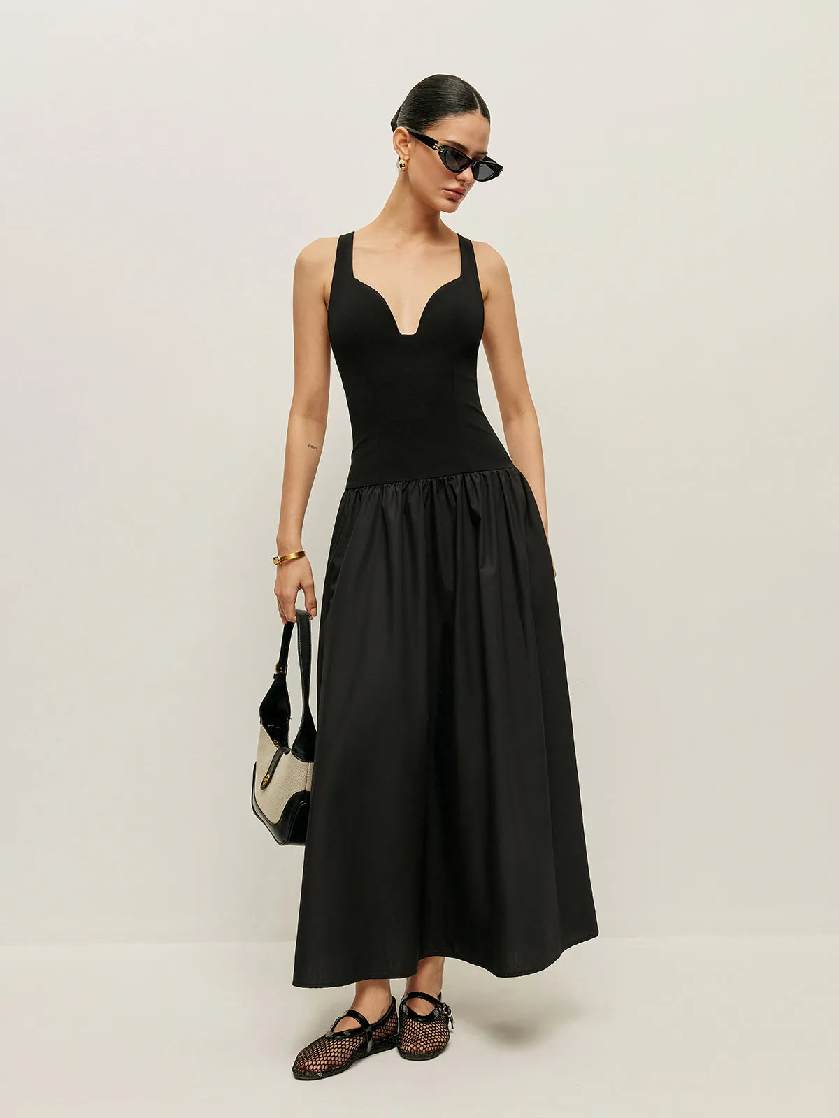 Cross Back Contrast Fabric Dress sold by COMMENSE product image thumbnail 2