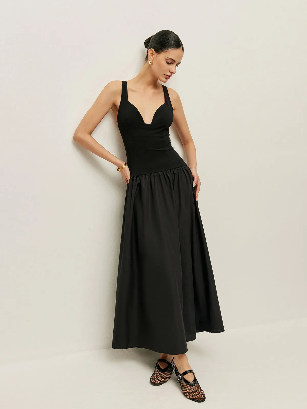 Cross Back Contrast Fabric Dress sold by COMMENSE product image thumbnail 5