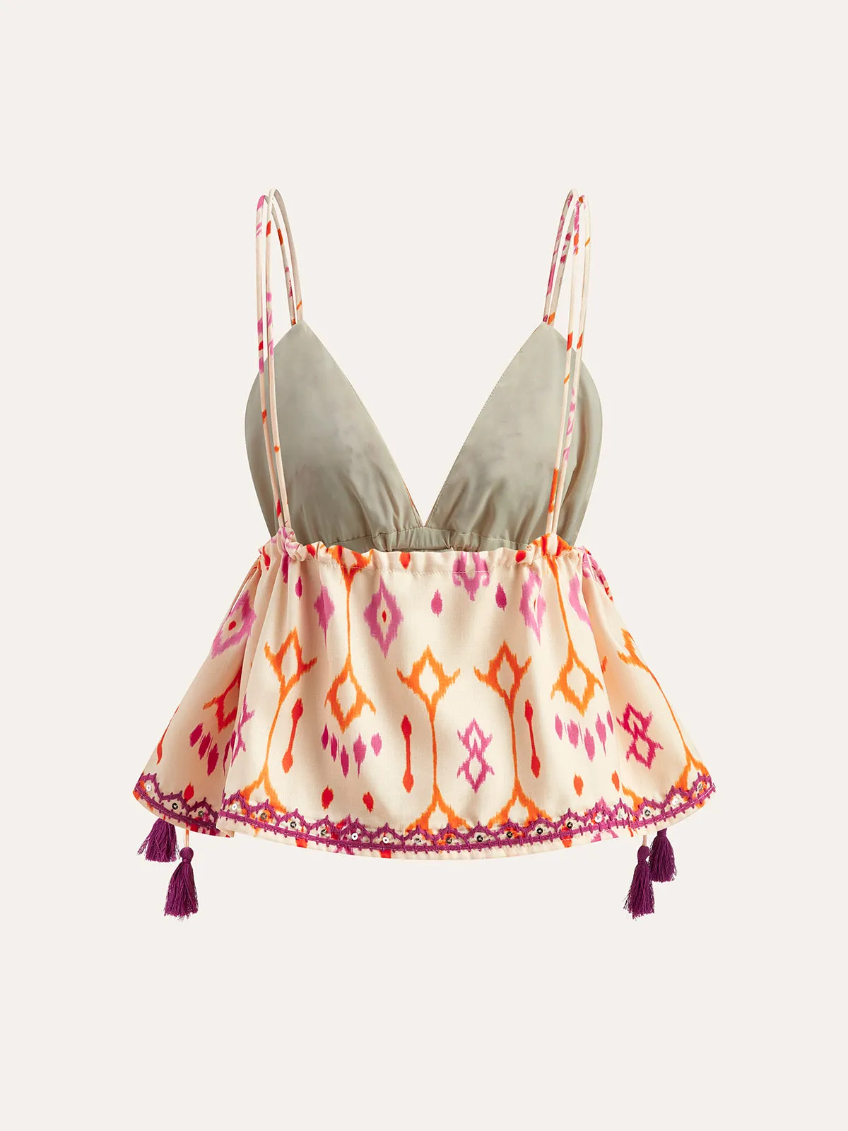 Embroidered Boho Tassel Tie Cami Top sold by COMMENSE product image thumbnail 3