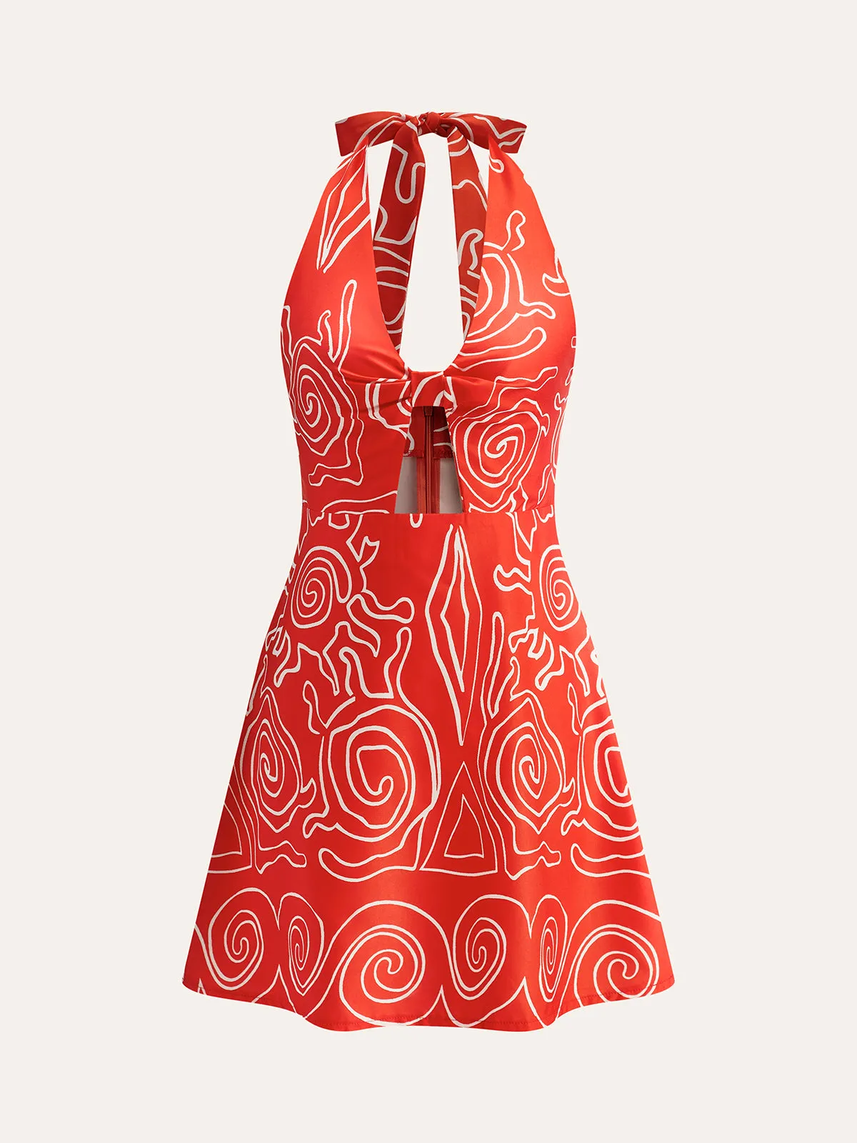 Halter Tie-Back Printed Dress sold by COMMENSE