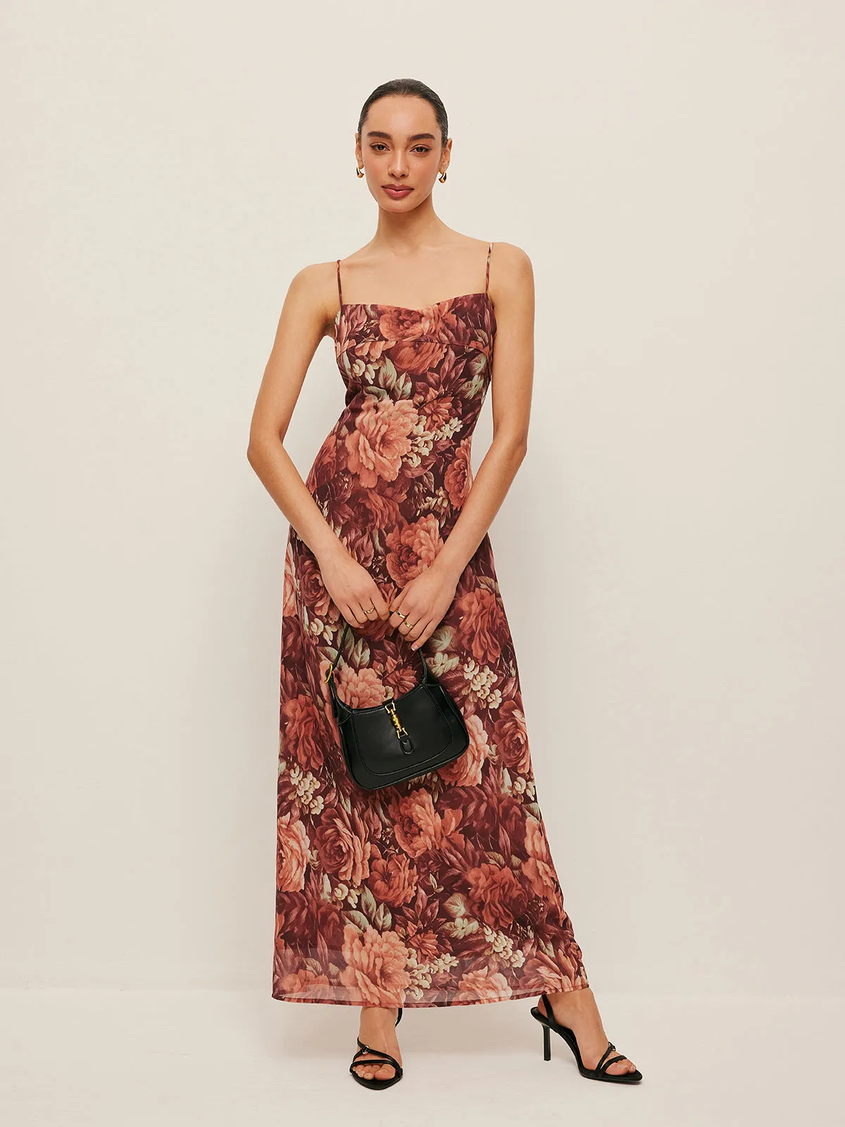 Semi-Sheer Floral Chiffon Cami Dress sold by COMMENSE product image thumbnail 3