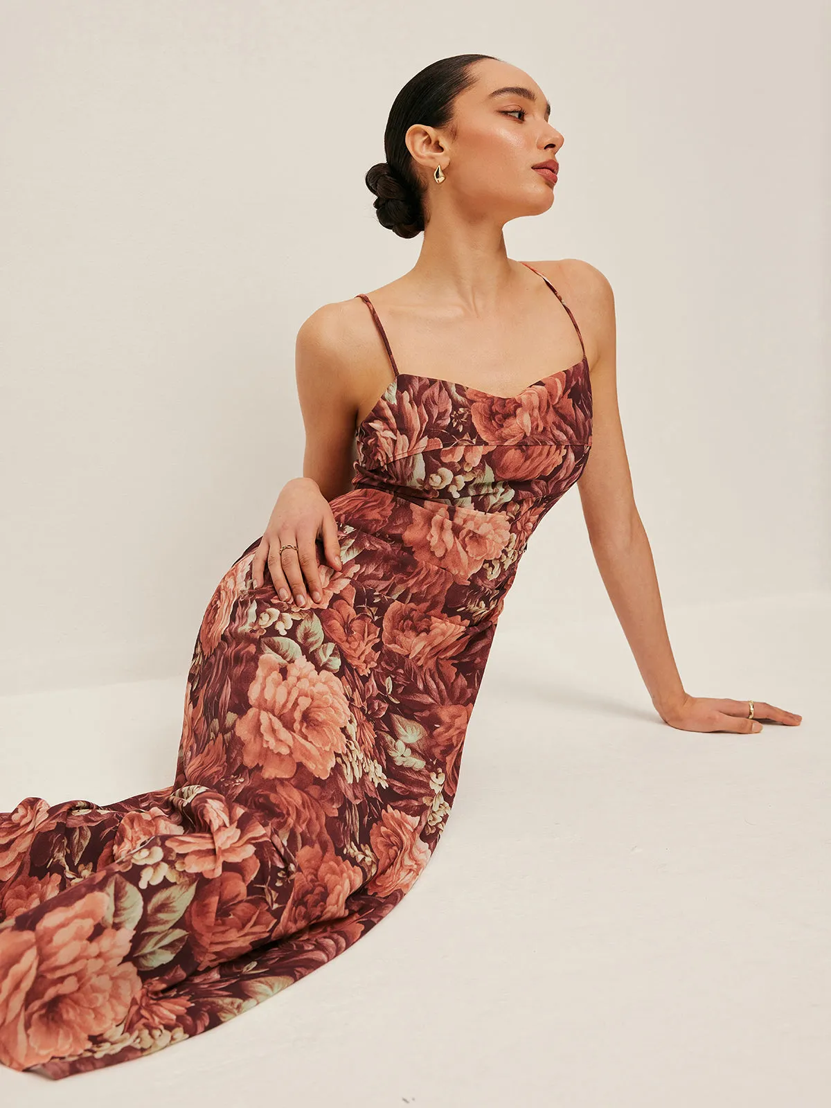 Semi-Sheer Floral Chiffon Cami Dress sold by COMMENSE