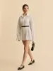 Semi-Sheer Balloon Sleeve Button-Up Shirt Dress sold by COMMENSE