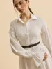 Semi-Sheer Balloon Sleeve Button-Up Shirt Dress sold by COMMENSE