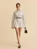 Semi-Sheer Balloon Sleeve Button-Up Shirt Dress sold by COMMENSE