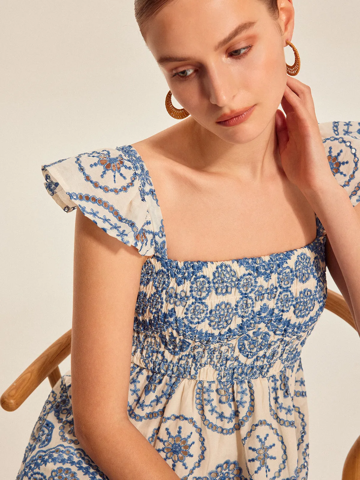 Semi-Sheer Boho Floral Back Cutout Dress sold by COMMENSE product image thumbnail 3