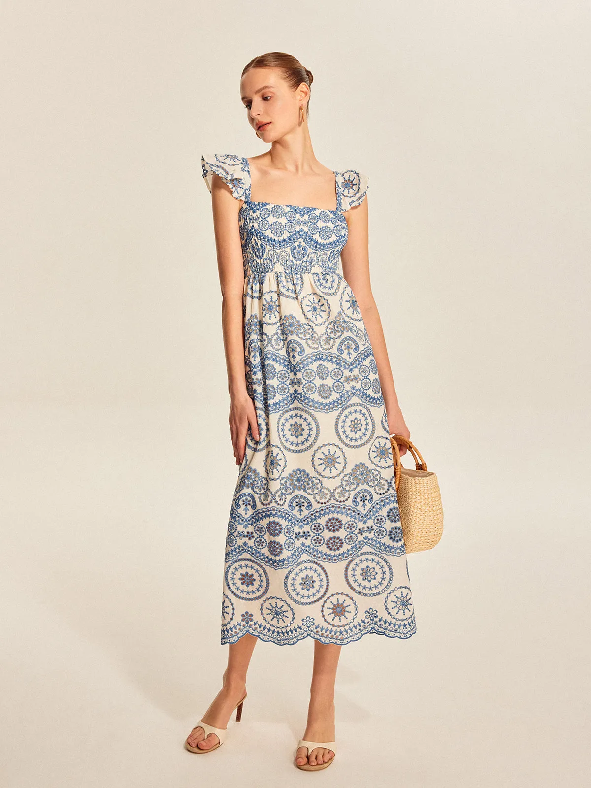 Semi-Sheer Boho Floral Back Cutout Dress sold by COMMENSE product image thumbnail 2