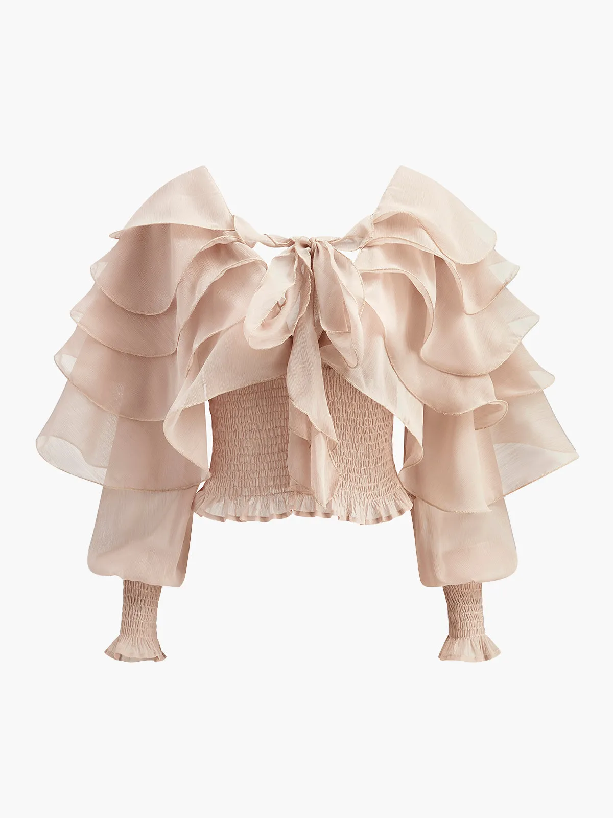 Semi-Sheer Chiffon Ruffle Backless Top sold by COMMENSE product image thumbnail 2