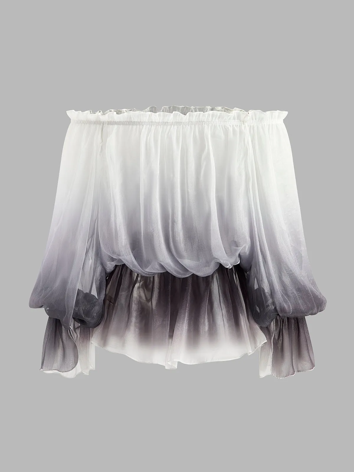 Semi-Sheer Gradient Floral Off-Shoulder Chiffon Top sold by COMMENSE product image thumbnail 5