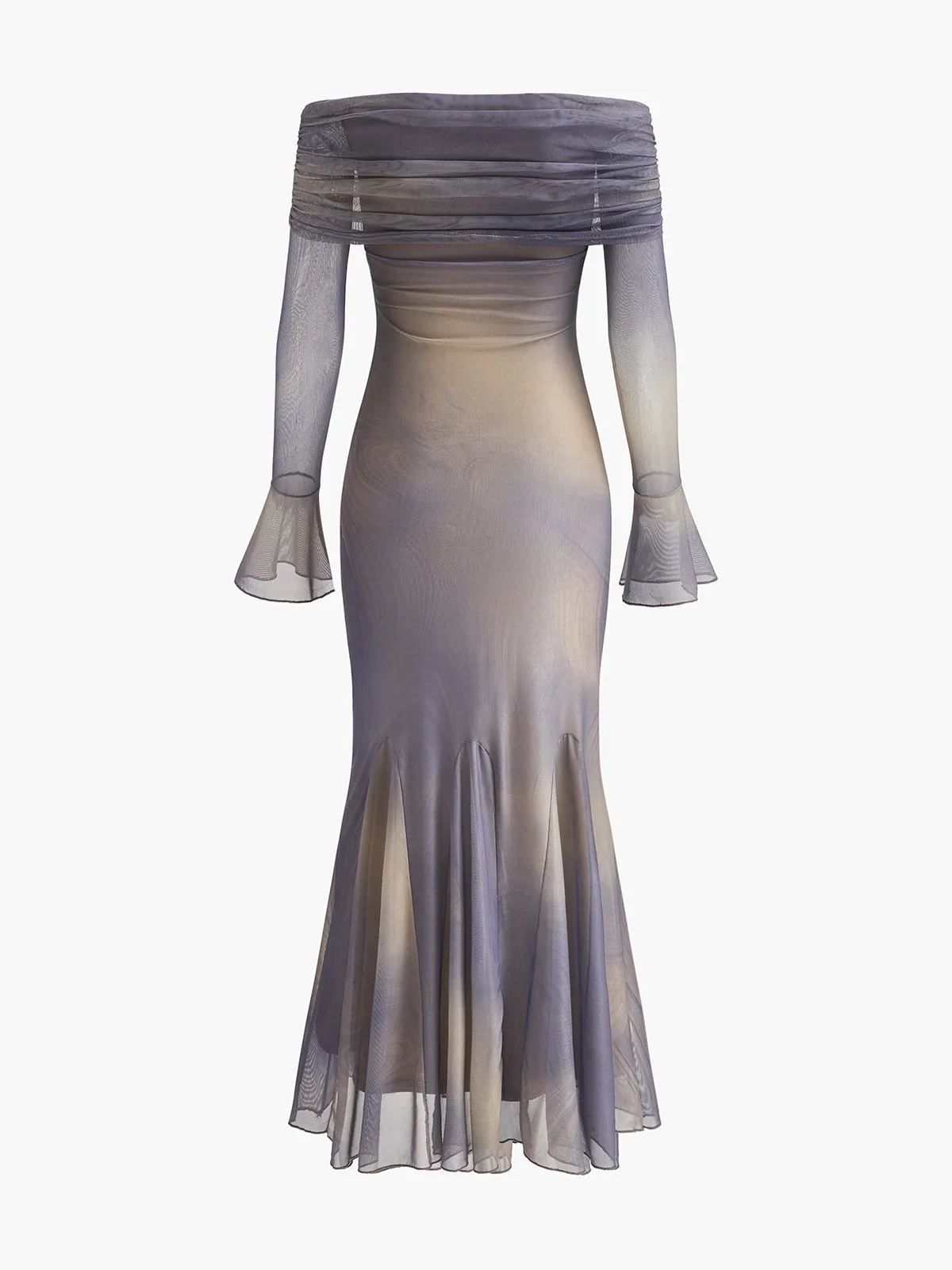 Semi-Sheer Off-Shoulder Bell Sleeves Dress sold by COMMENSE product image thumbnail 2