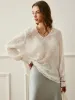 Semi-Sheer V-Neck Lantern Sleeve Embroidered Top sold by COMMENSE