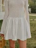 Semi-Sheer Lace Satin Panel Long Sleeve Dress sold by COMMENSE