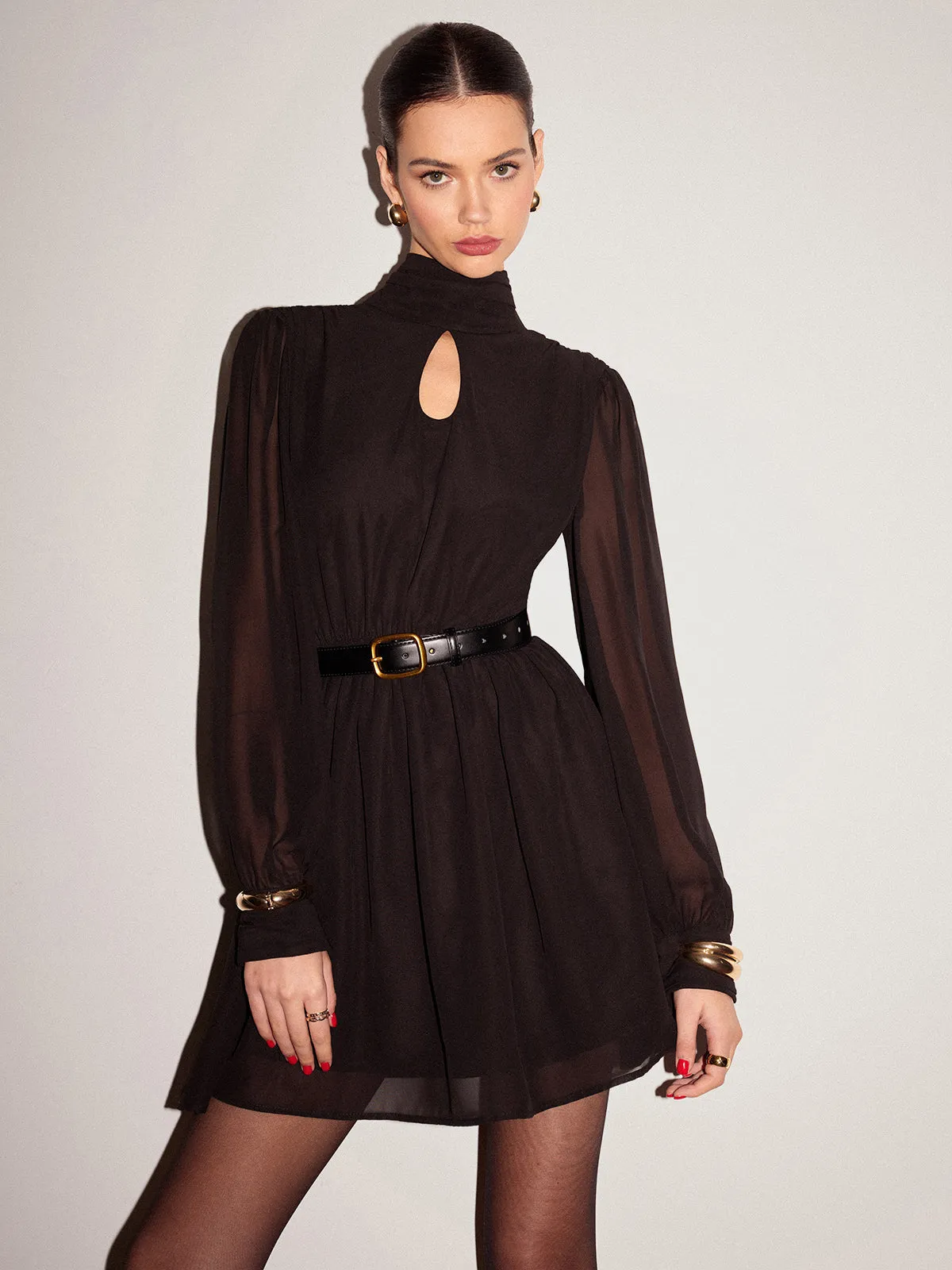 Semi-Sheer Backless Chiffon Dress Without Belt sold by COMMENSE product image thumbnail 3