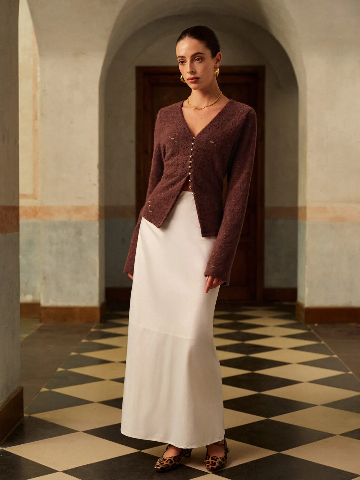 Semi-Sheer V-Neck Split Lace Blouse sold by COMMENSE product image thumbnail 3