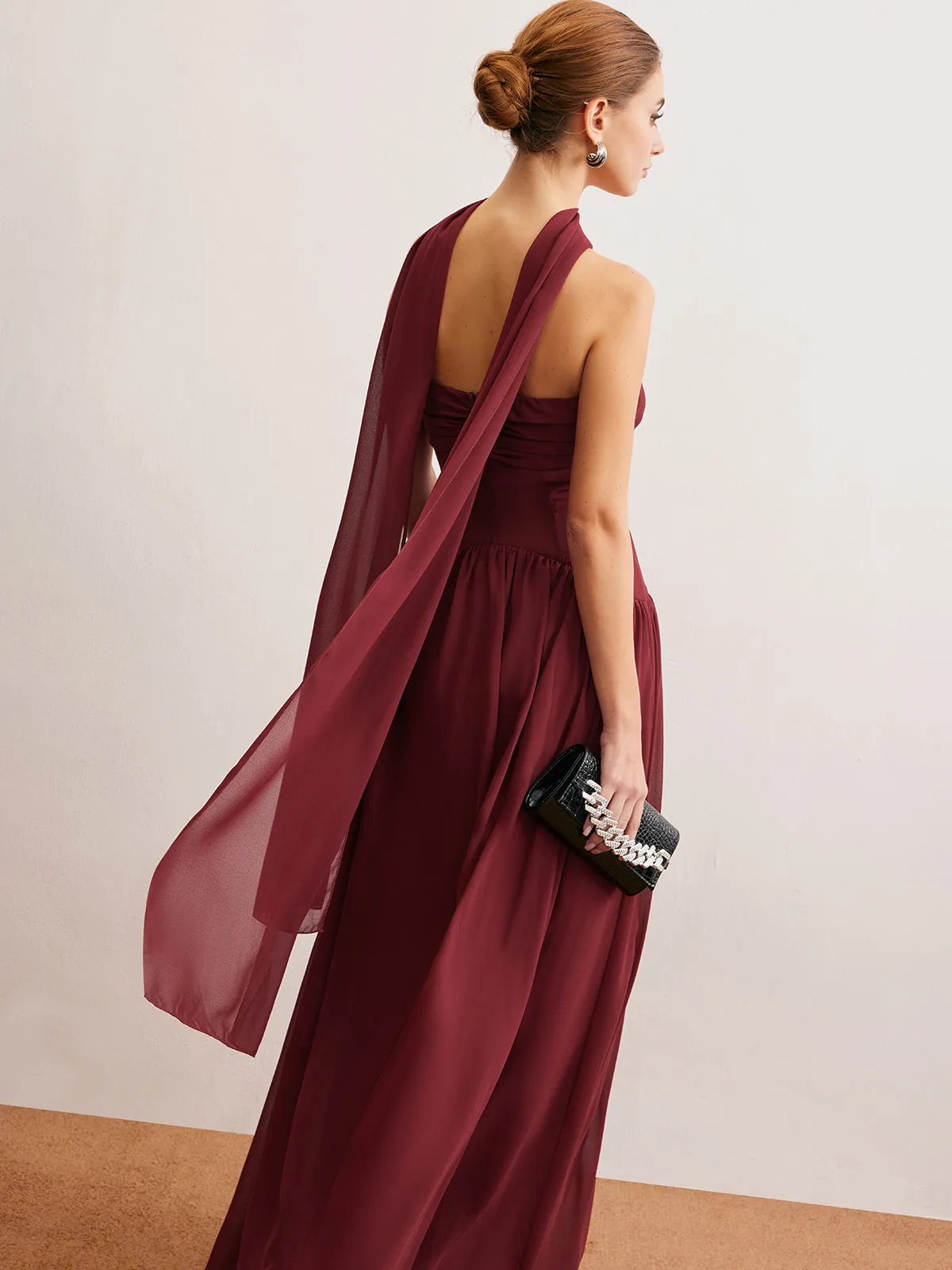 Semi-Sheer Ruched Long-Ribbon Tube Dress sold by COMMENSE product image thumbnail 4