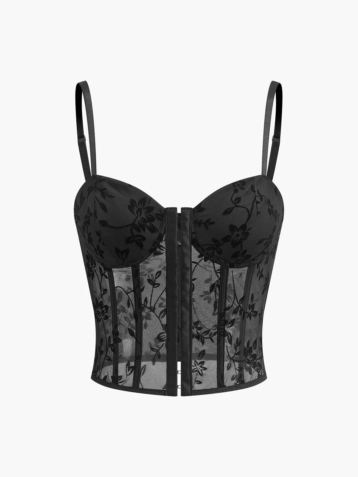 Floral Sheer Mesh Structured Corset sold by COMMENSE