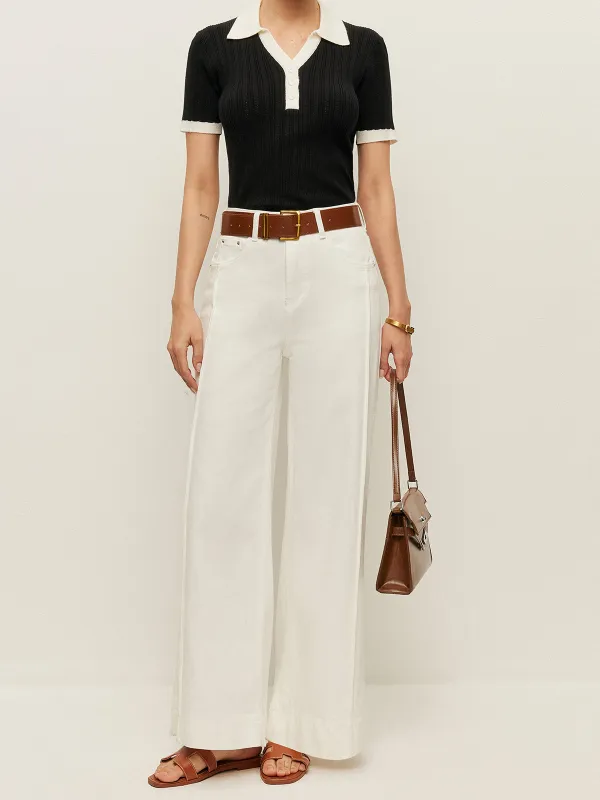 High-Waist Pants With Pockets & Belt sold by COMMENSE