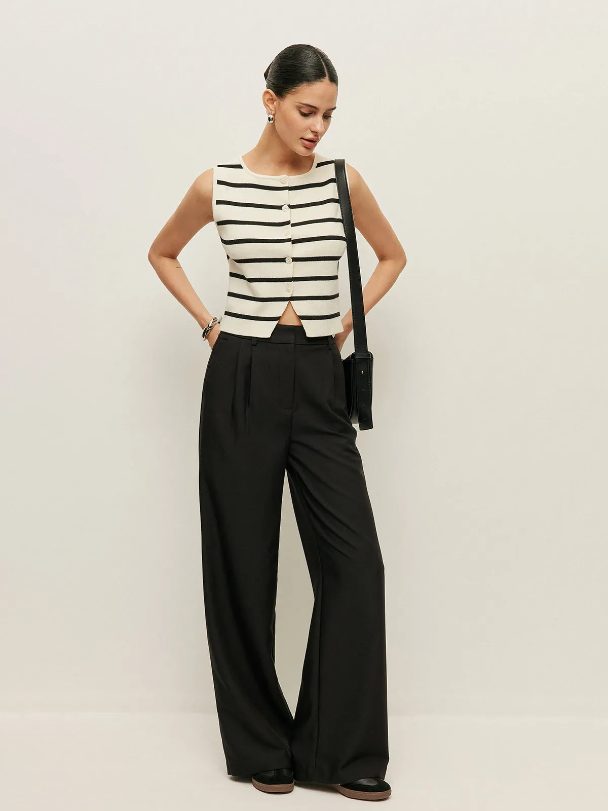 Striped Buttoned Knit Vest sold by COMMENSE product image thumbnail 3