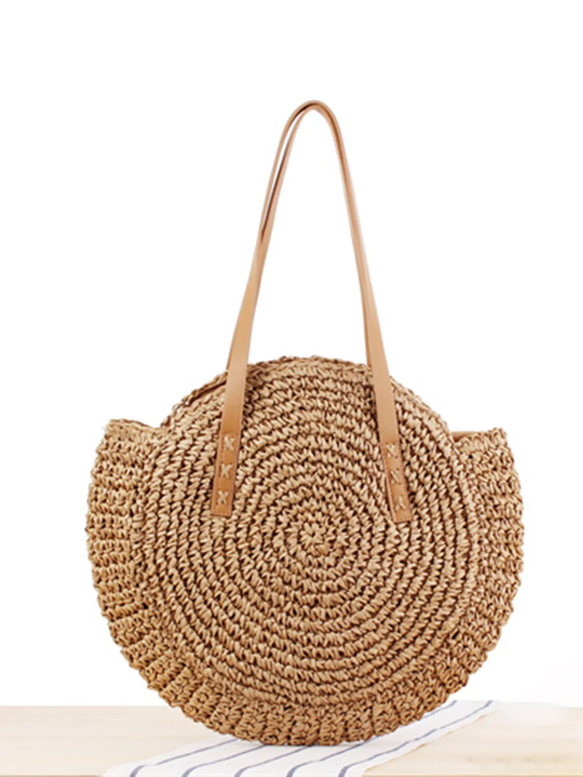 Crochet Circular Straw Tote Bag sold by COMMENSE product image thumbnail 2