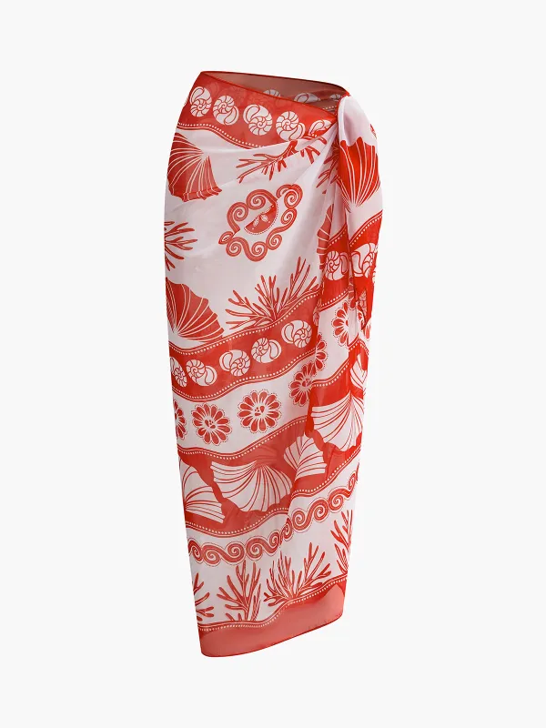 Chiffon Print Cover-Up Skirt sold by COMMENSE