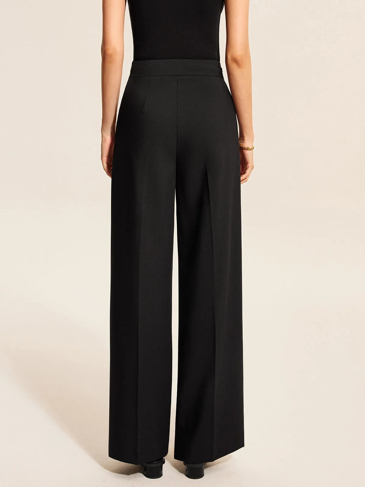 Mid-Waist Pleated Pants With Chain Detail sold by COMMENSE product image thumbnail 5