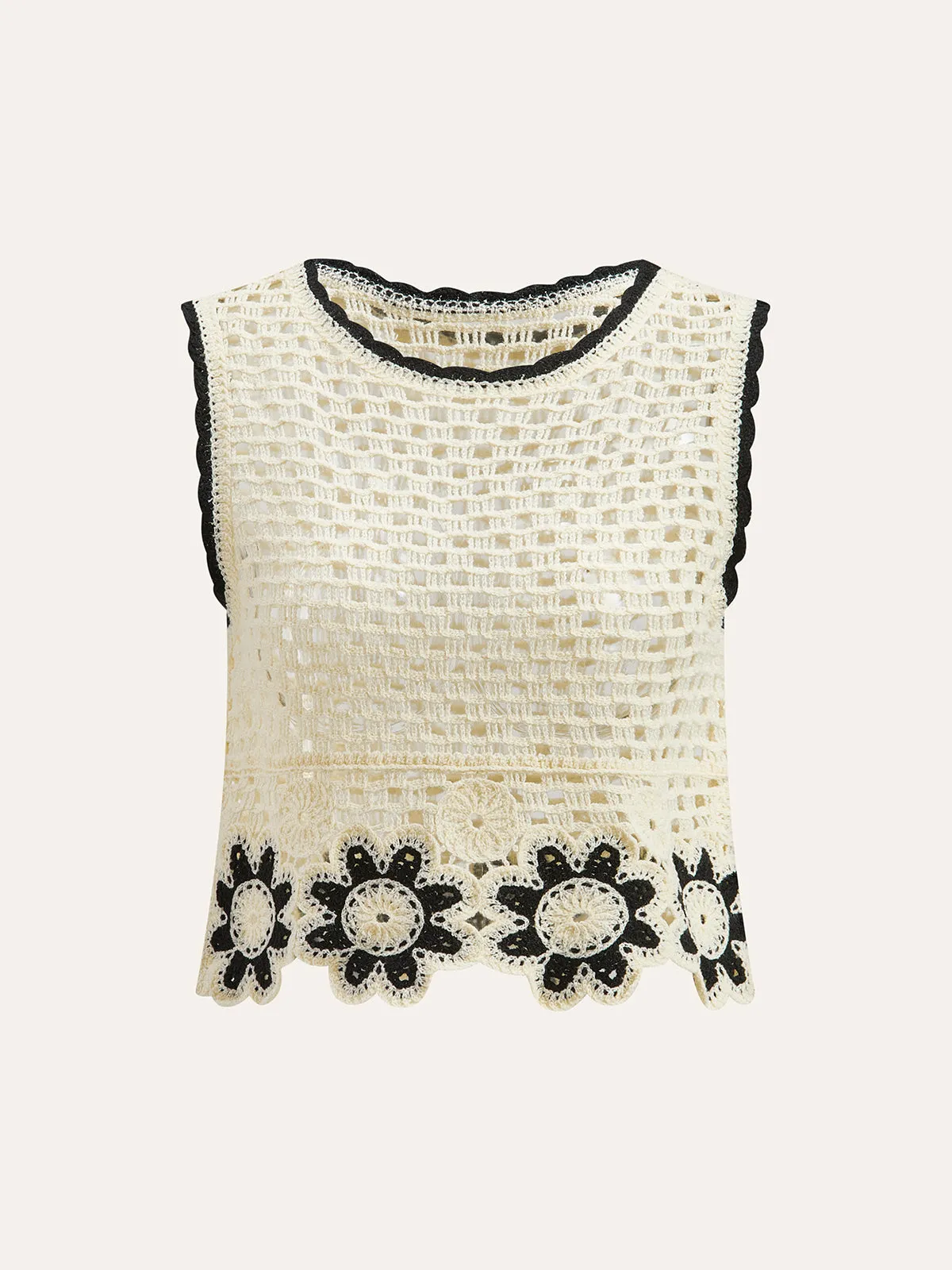 Crochet Floral Top With Pant Set sold by COMMENSE product image thumbnail 3