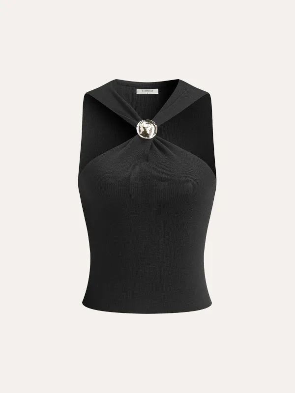 Decor Button Knot-Detail Top sold by COMMENSE