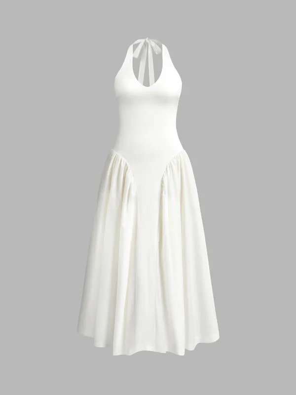 Semi-Sheer Halter Backless Low Cut Dress sold by COMMENSE