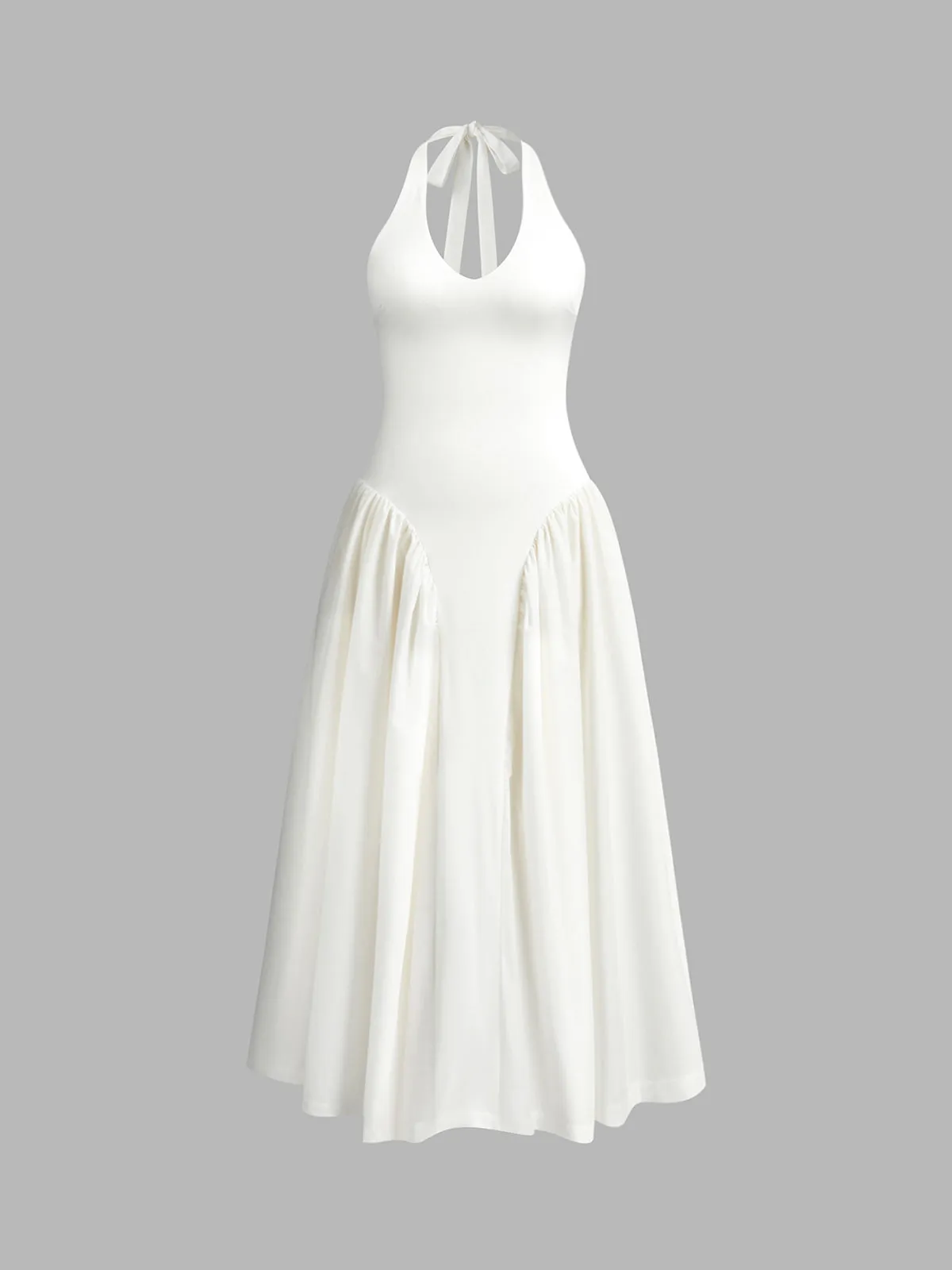 Semi-Sheer Halter Backless Low Cut Dress sold by COMMENSE