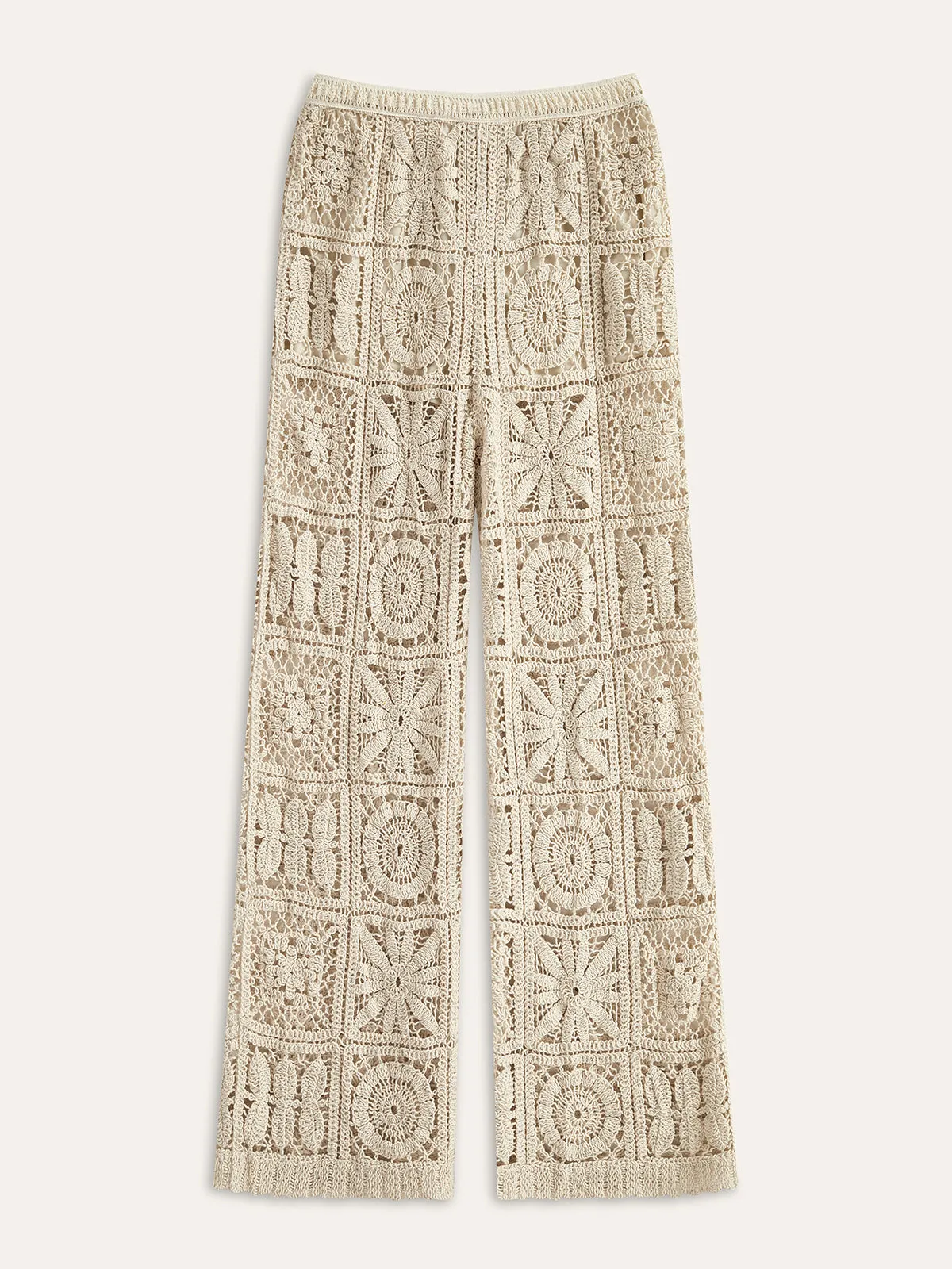 Semi-Sheer Elastic Mid-Waist Pants sold by COMMENSE