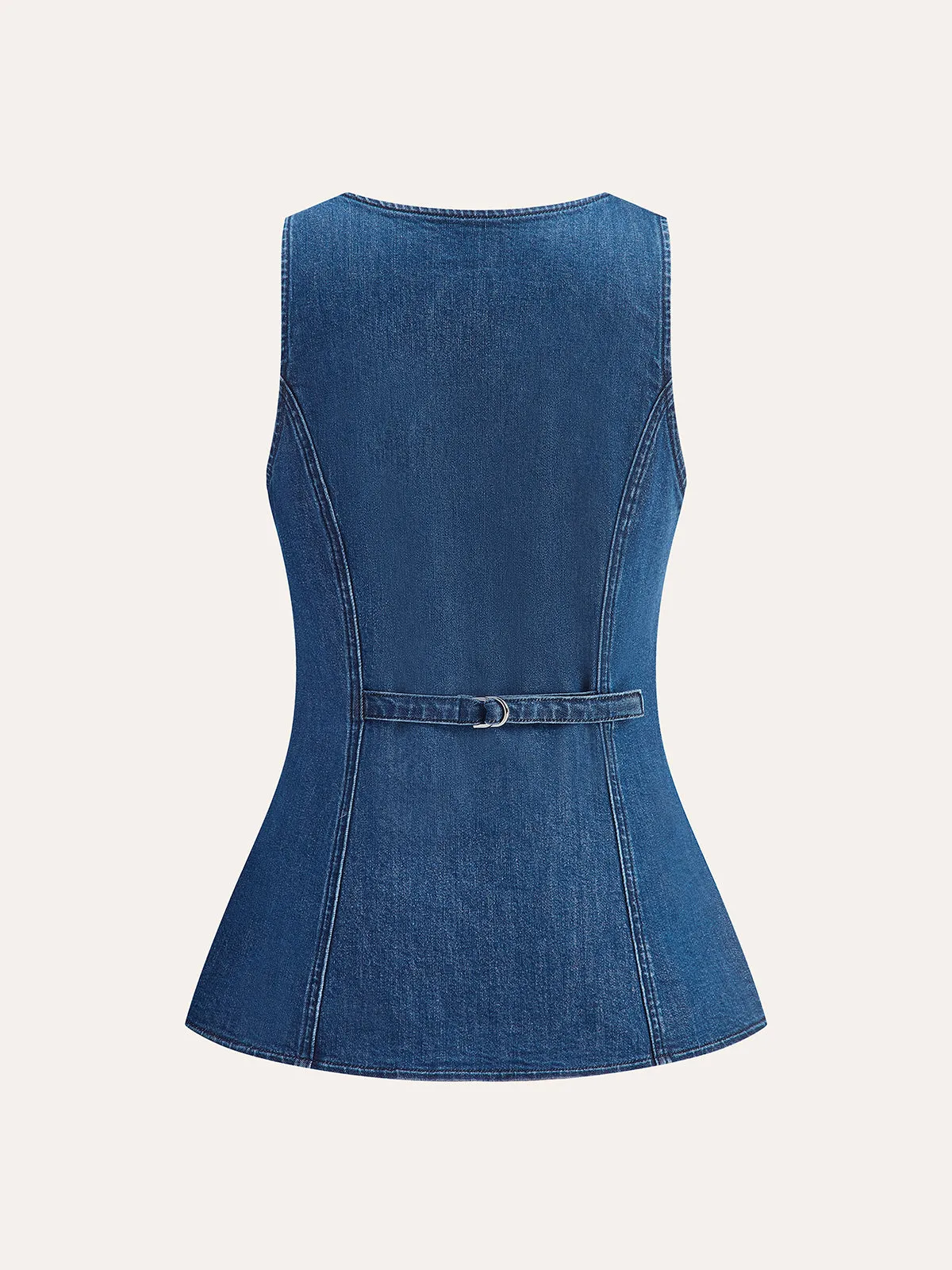 Metal Button Tie-Back Denim V-Neck Shorts Set sold by COMMENSE product image thumbnail 5