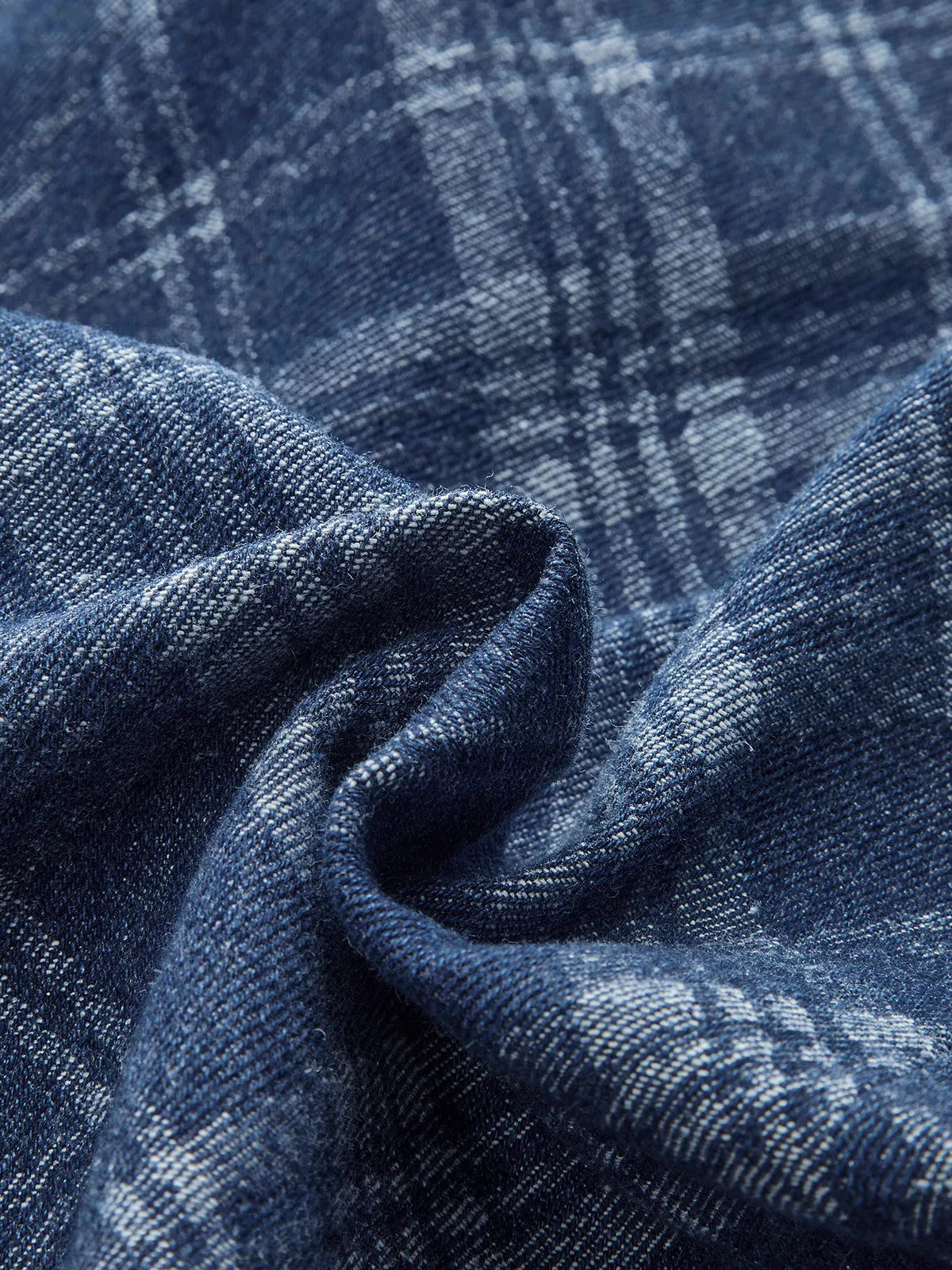 Checkered Print Mid-Waist Denim Short sold by COMMENSE product image thumbnail 2