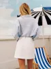 Cotton & Linen High-Waist Zipper Skirt sold by COMMENSE