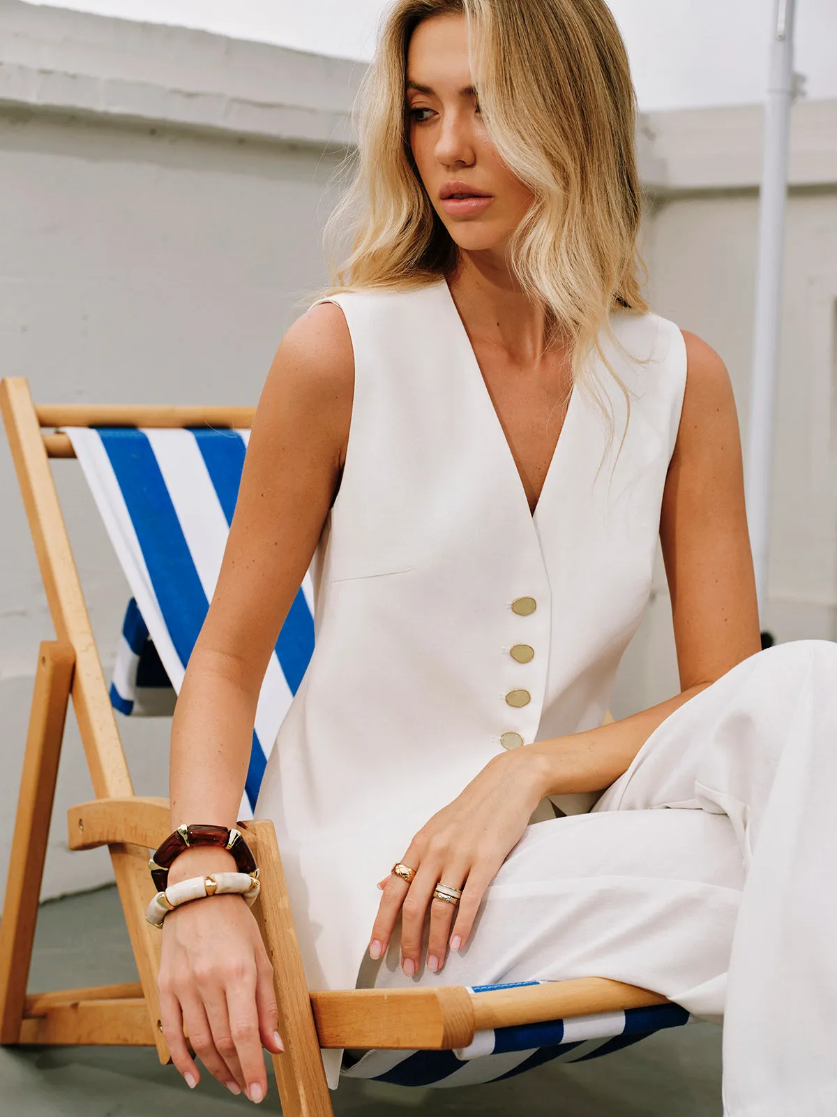 Cotton & Linen Tie-Back Vest sold by COMMENSE product image thumbnail 2