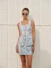 Jacquard Square-Neck Decor-Pockets Skirt Set sold by COMMENSE