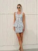 Jacquard Square-Neck Decor-Pockets Skirt Set sold by COMMENSE