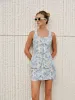 Jacquard Square-Neck Decor-Pockets Skirt Set sold by COMMENSE