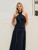 Halter Cross-Over Collar Zipper Decor-Pockets Dress sold by COMMENSE