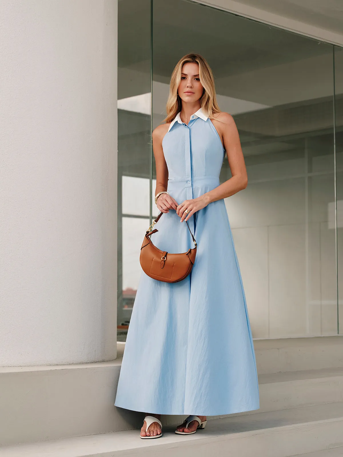 Button Sleeveless Collar Dress sold by COMMENSE product image thumbnail 5