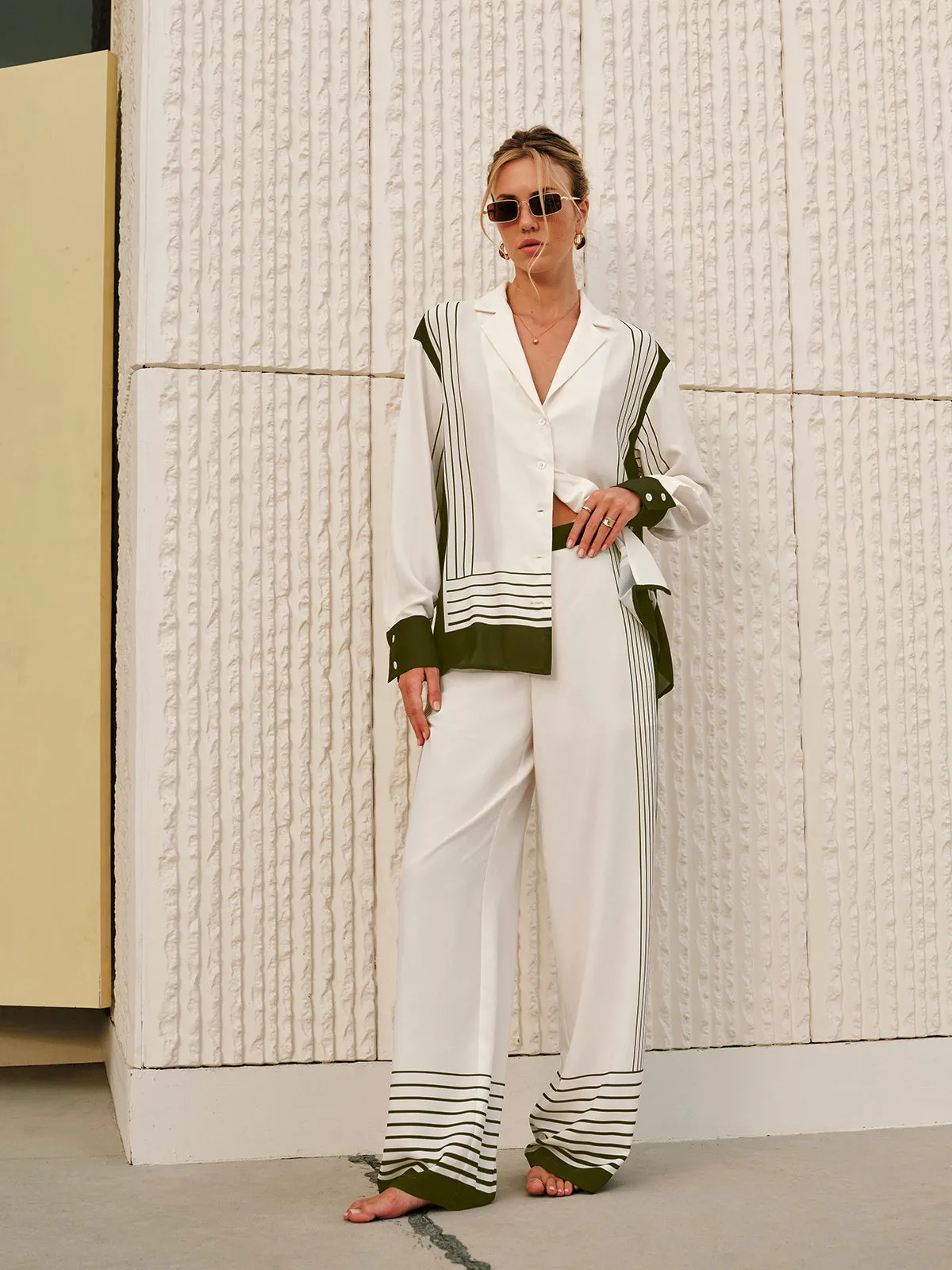 Striped Print Collar Shirt sold by COMMENSE product image thumbnail 3