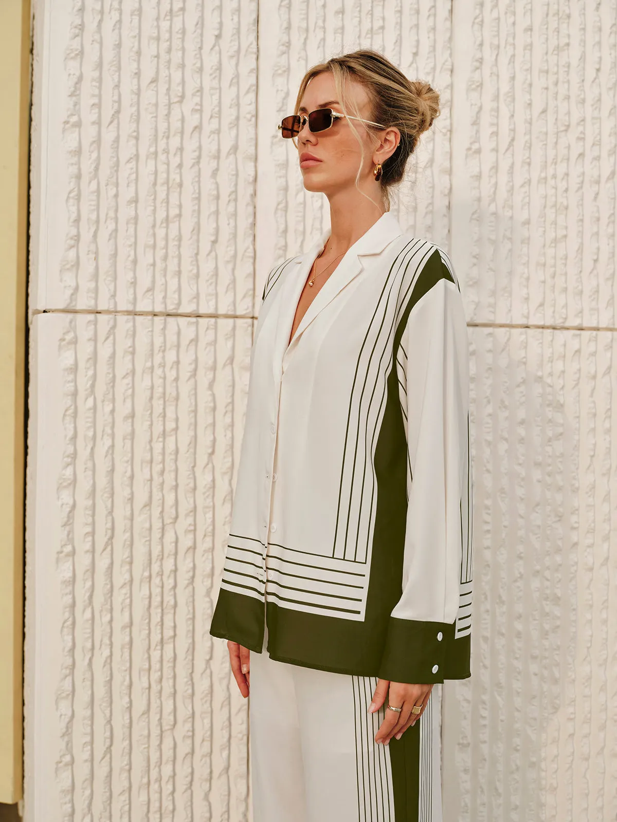 Striped Print Collar Shirt sold by COMMENSE product image thumbnail 4