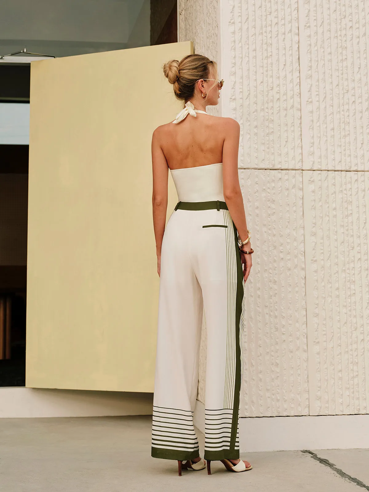 Striped Print Zipper Mid-Waist Pants sold by COMMENSE product image thumbnail 4